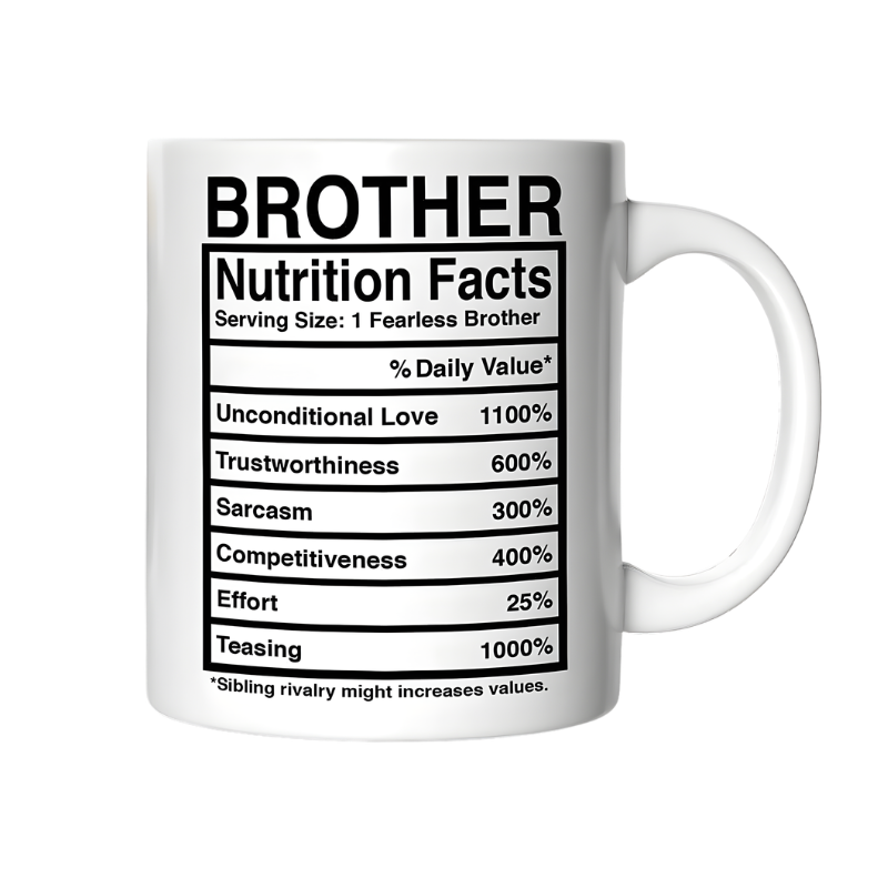 Funny Nutrition Facts Ceramic Coffee Mug Gift for Brother 