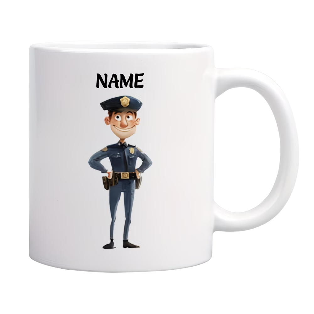 Custom Name Smiling Police Officer Mug