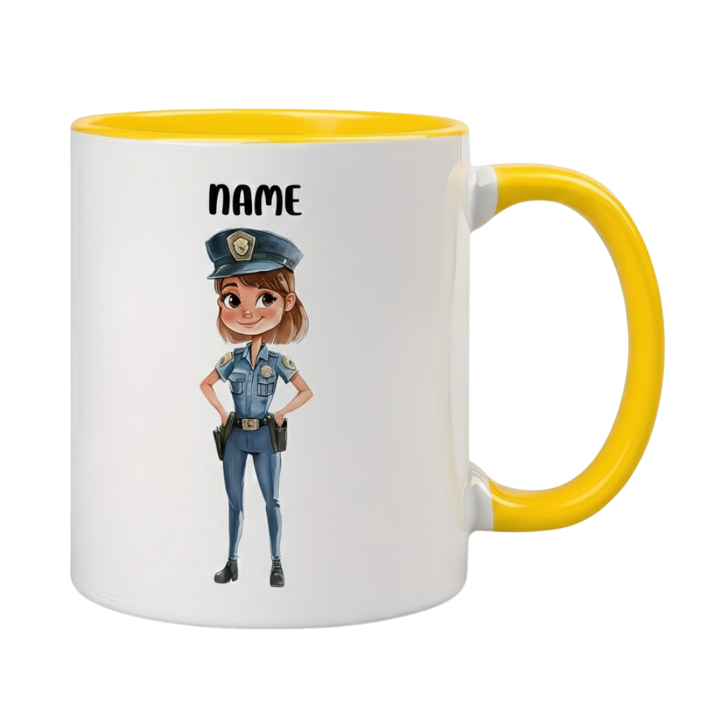 Personalized Police Officer Cartoon Name Mug