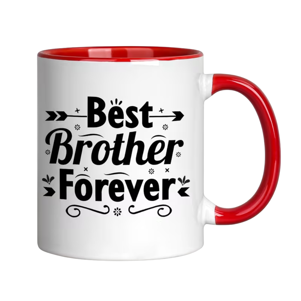 One Ceramic Coffee Mug, 11 Ounces, Featuring The Phrase 'Best for brother Forever'.