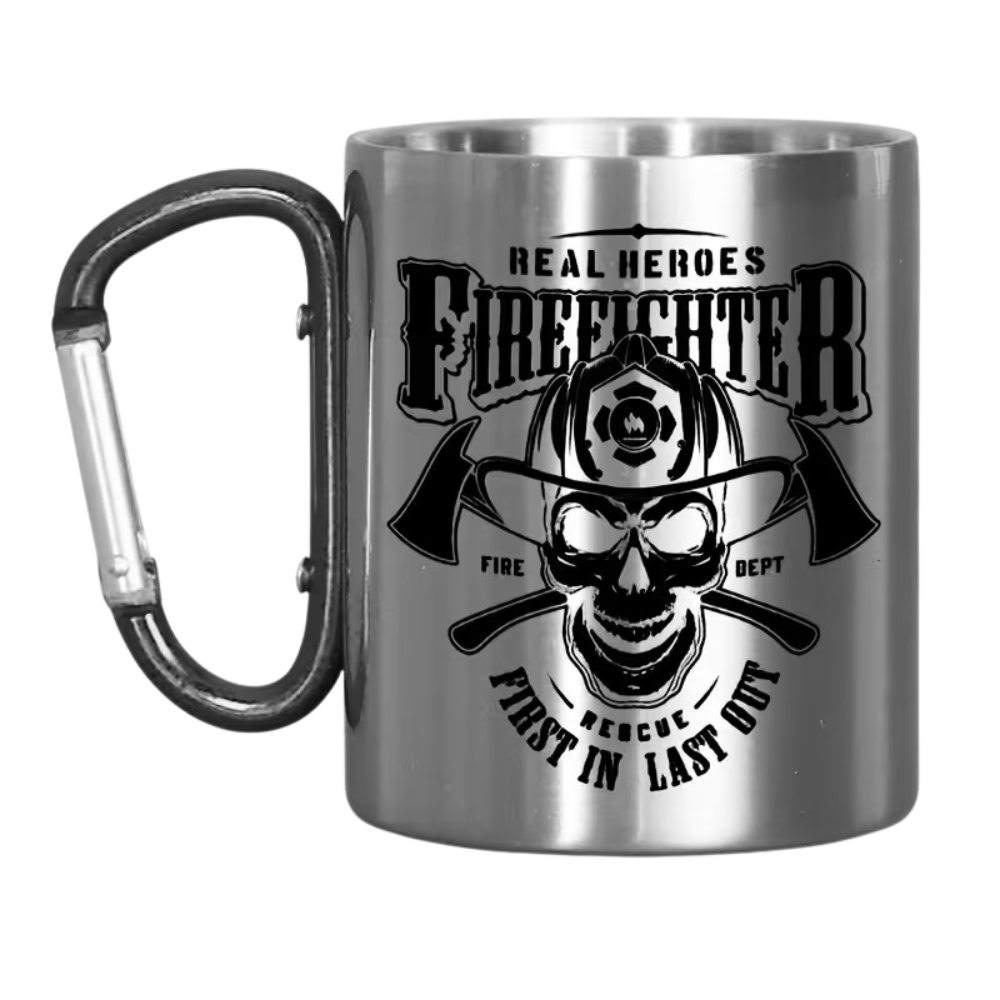 Real Heroes Fire Fighter Text Print 10oz Coffee Mug With Graphic Design