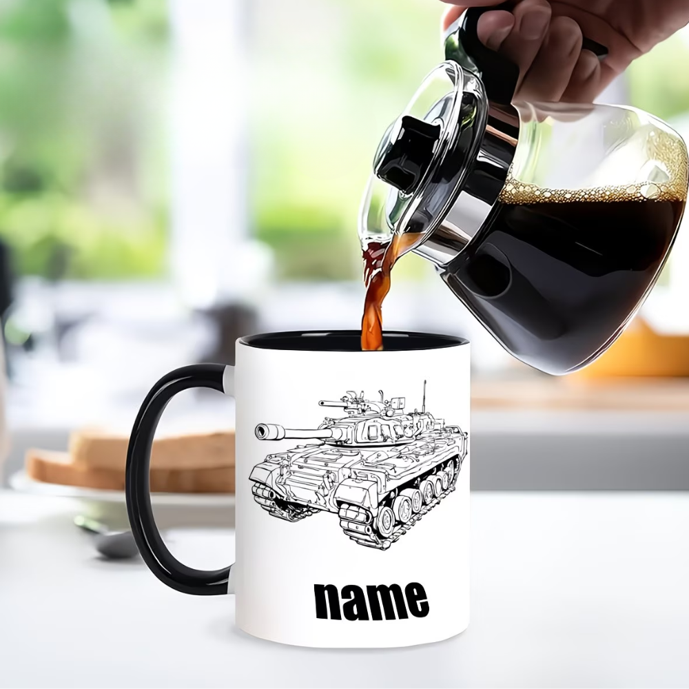 Tank Sketch Custom Ceramic Coffee Mug