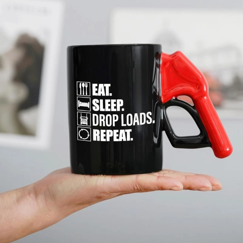 Eat Sleep Drop Loads Repeat Printed Truck Driver Themed Mug
