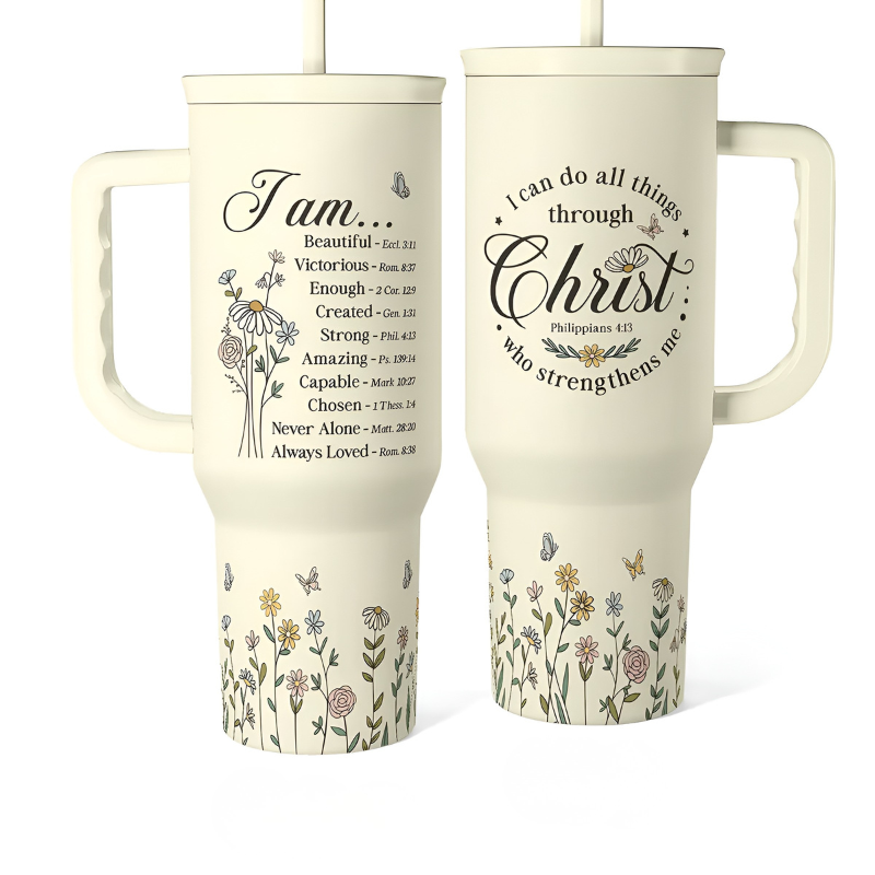  Tumbler with Handle & Straw, Easy-Clean, Cup Holder Friendly Base, Suitable for Outdoor Travel Office, Festive Christmas Gift