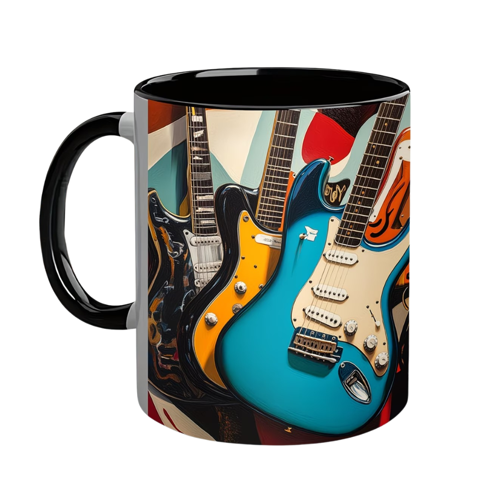 Electric Guitar Design Themed 11oz Musician Coffee Mug