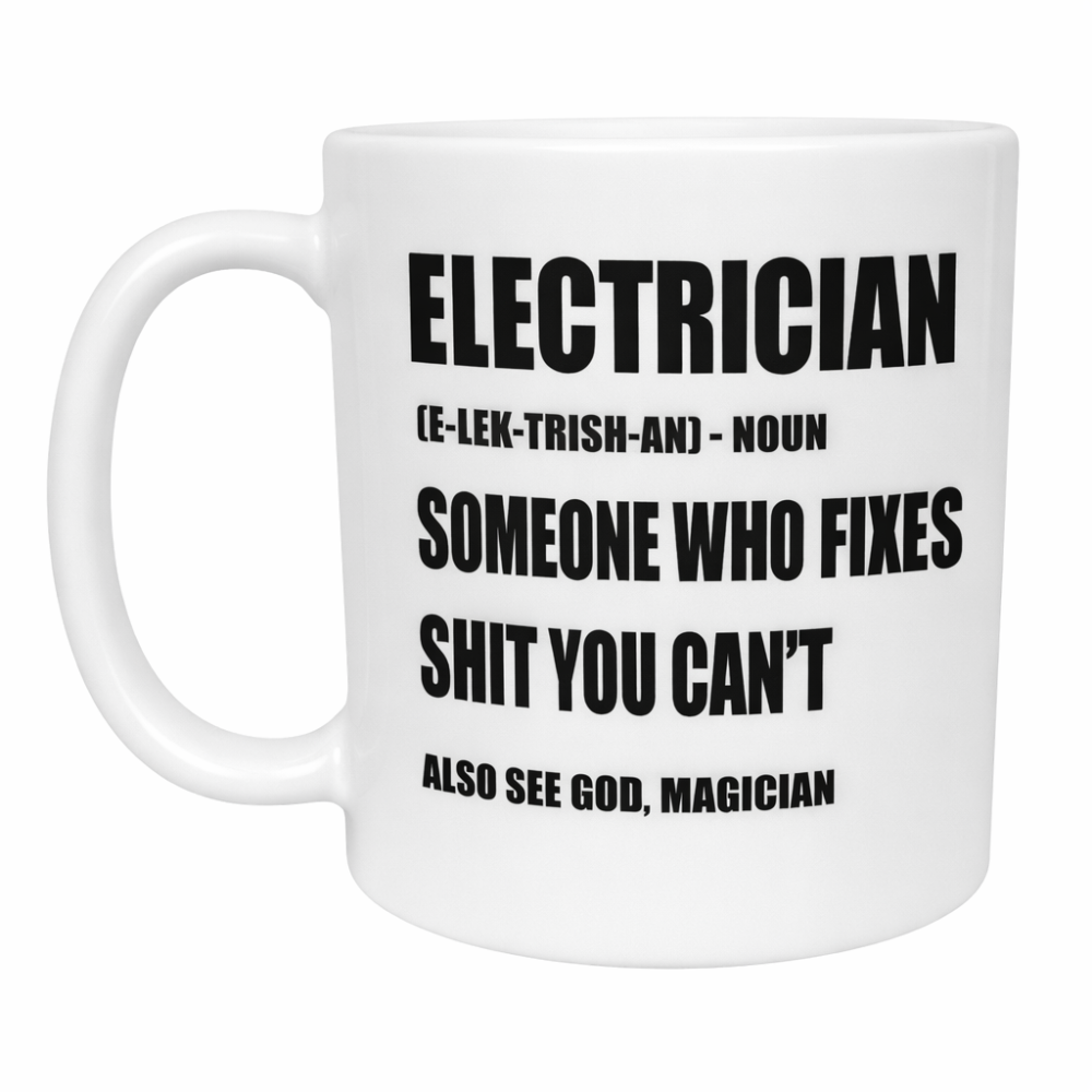 Funny Electrician Definition Themed Ceramic Coffee Mug