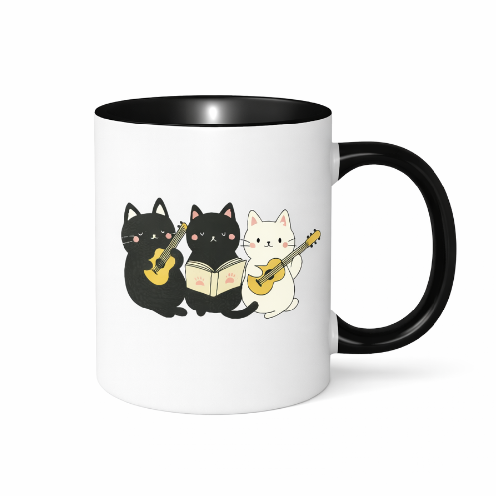 Cat Musician Graphic Themed 11oz Ceramic Coffee Mug