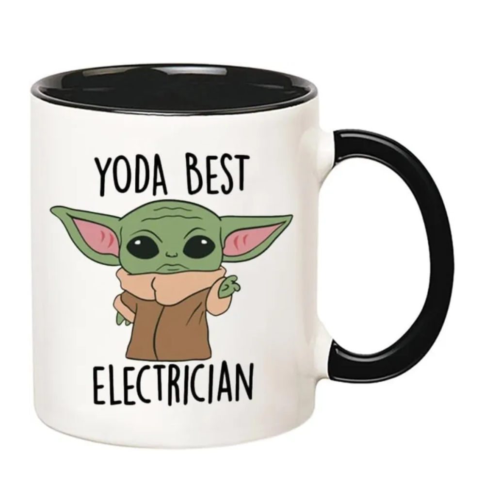 Yoda Inspired Electrician Themed Ceramic Coffee Mug 