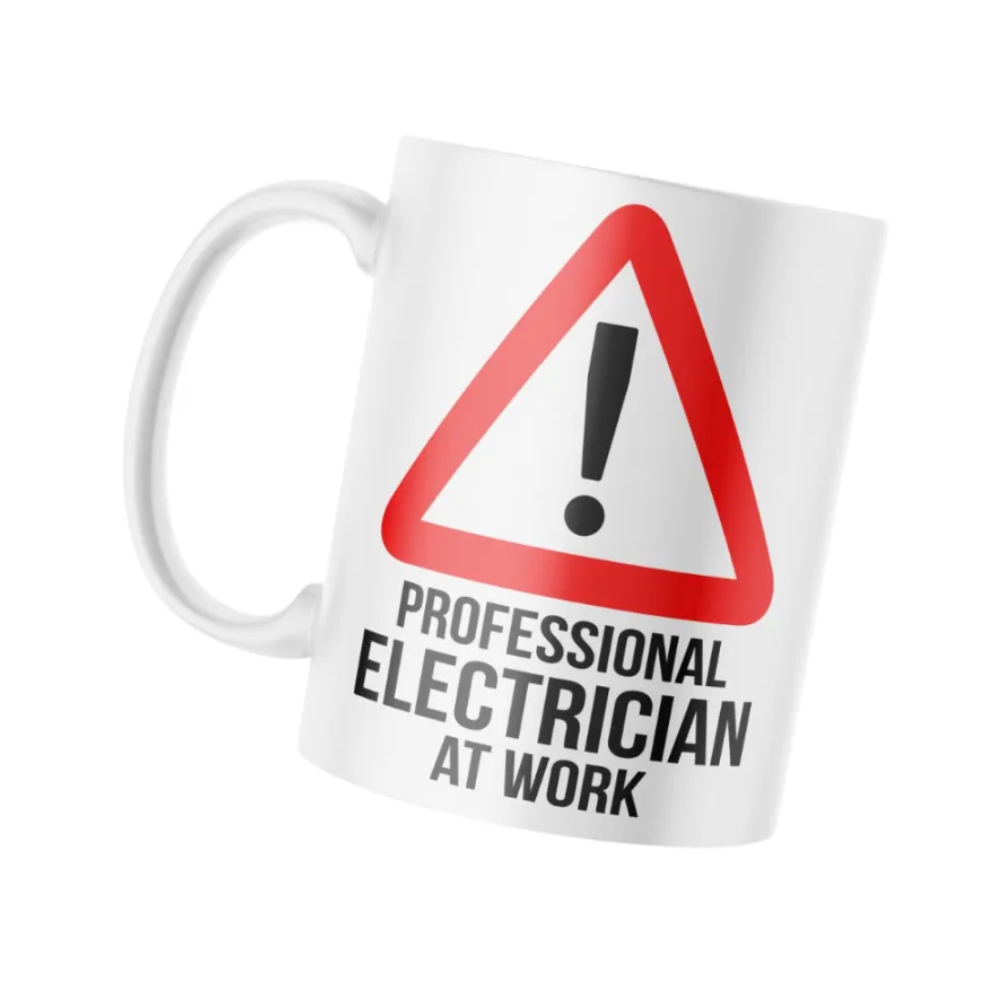 Professional Electrician At Work Printed Mug