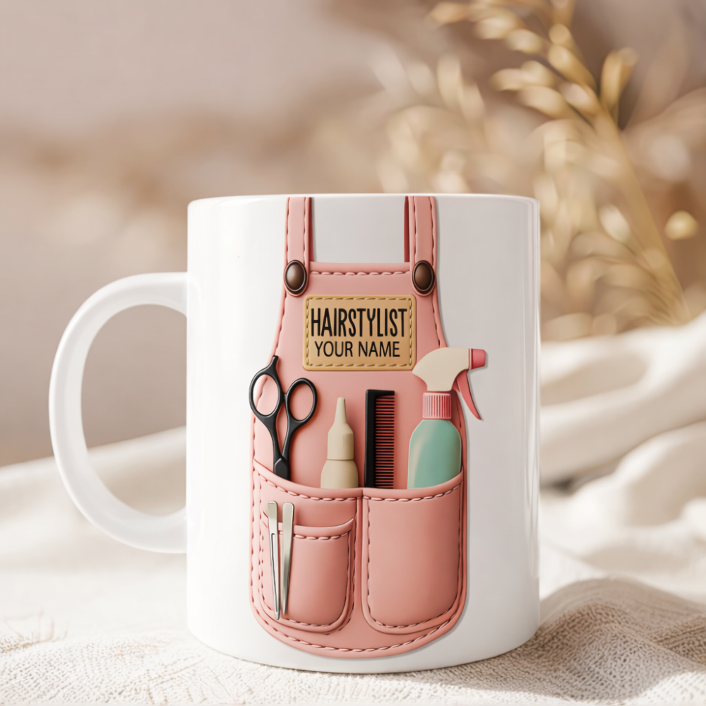 Personalized Name Print Hairstylist Themed 11oz Ceramic Coffee Mug