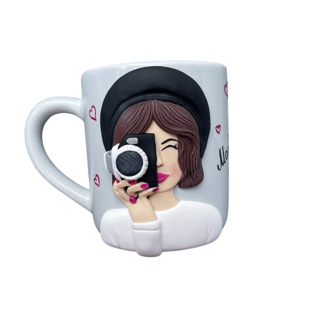 Personalized 3D Female Photographer Design Ceramic Mug