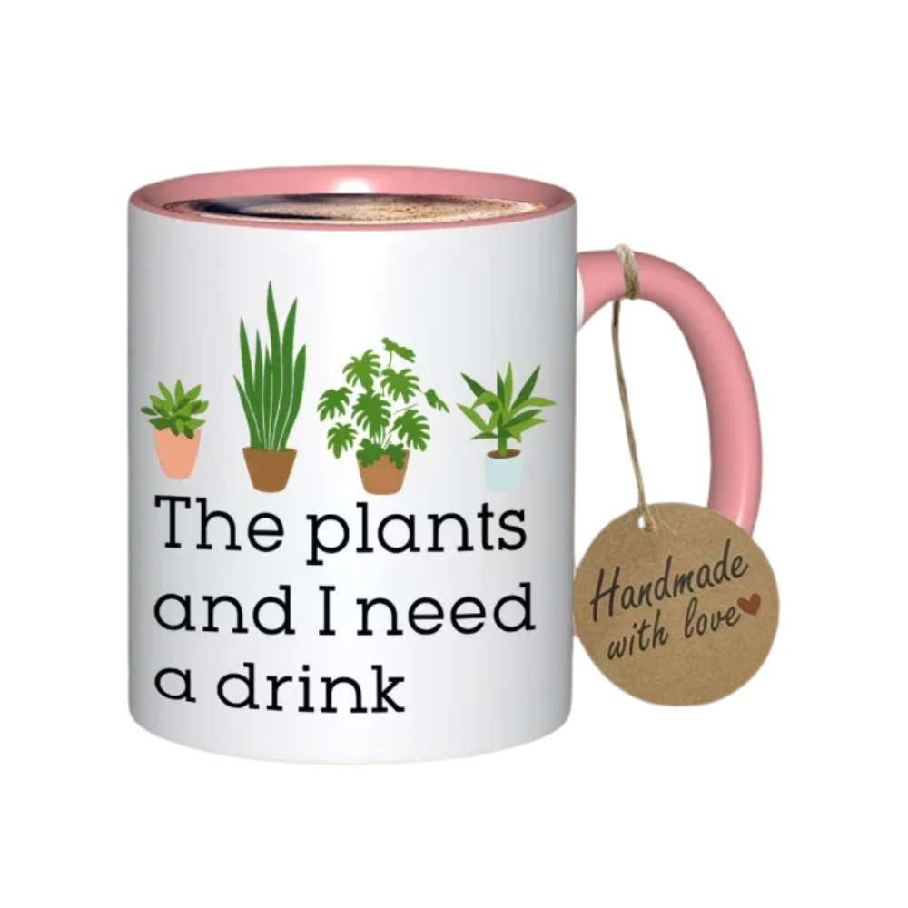 Botanical Theme Ceramic Coffee Cup With Funny Text Printed