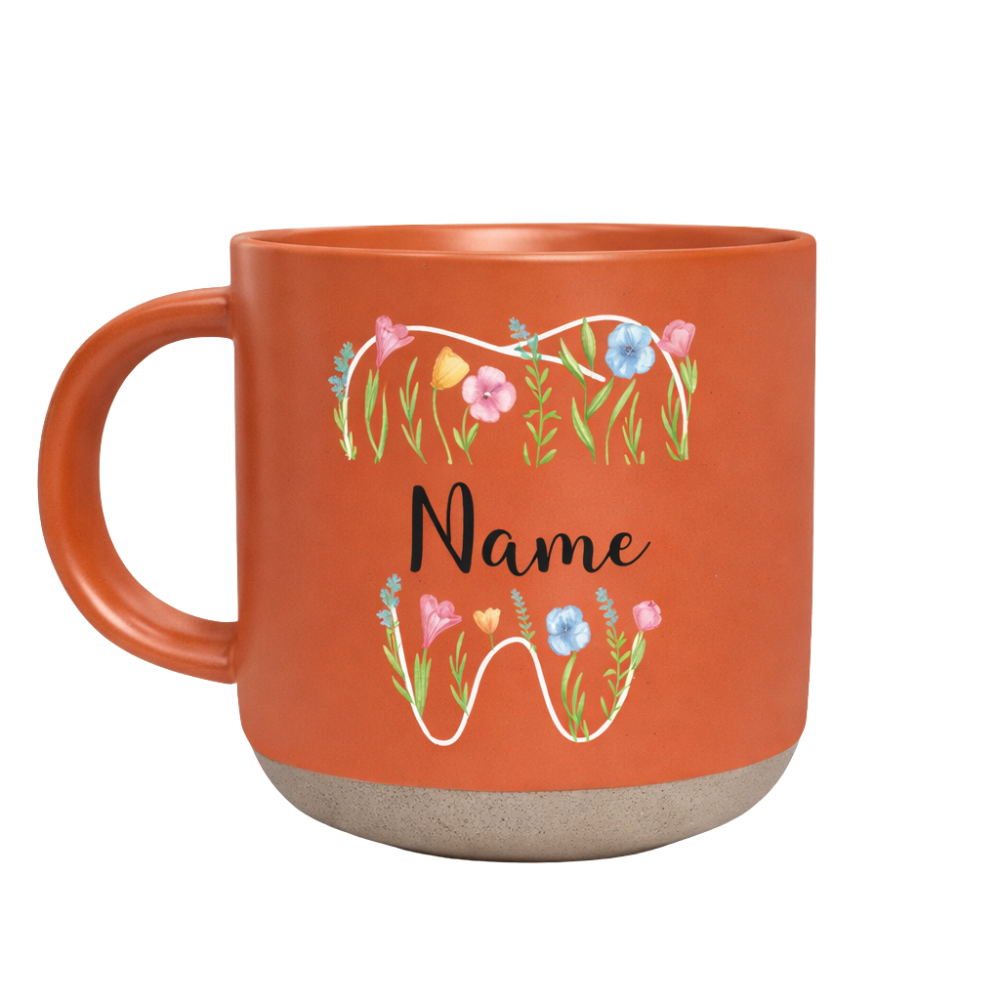 Custom Dental Themed Wildflowers Printed Pottery Mug