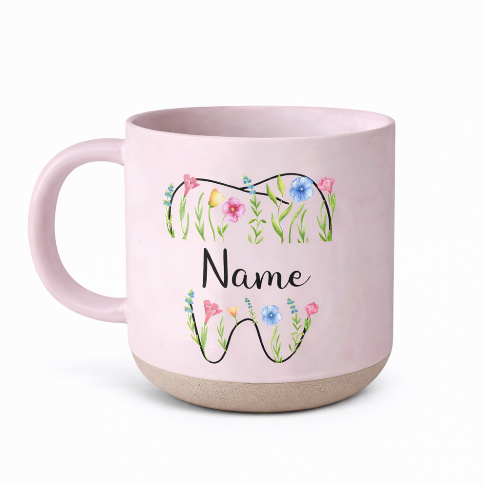 Custom Dental Themed Wildflowers Printed Pottery Mug