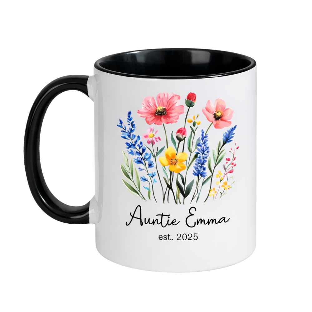 Personalized Auntie Floral Glass Printed Coffee Mug