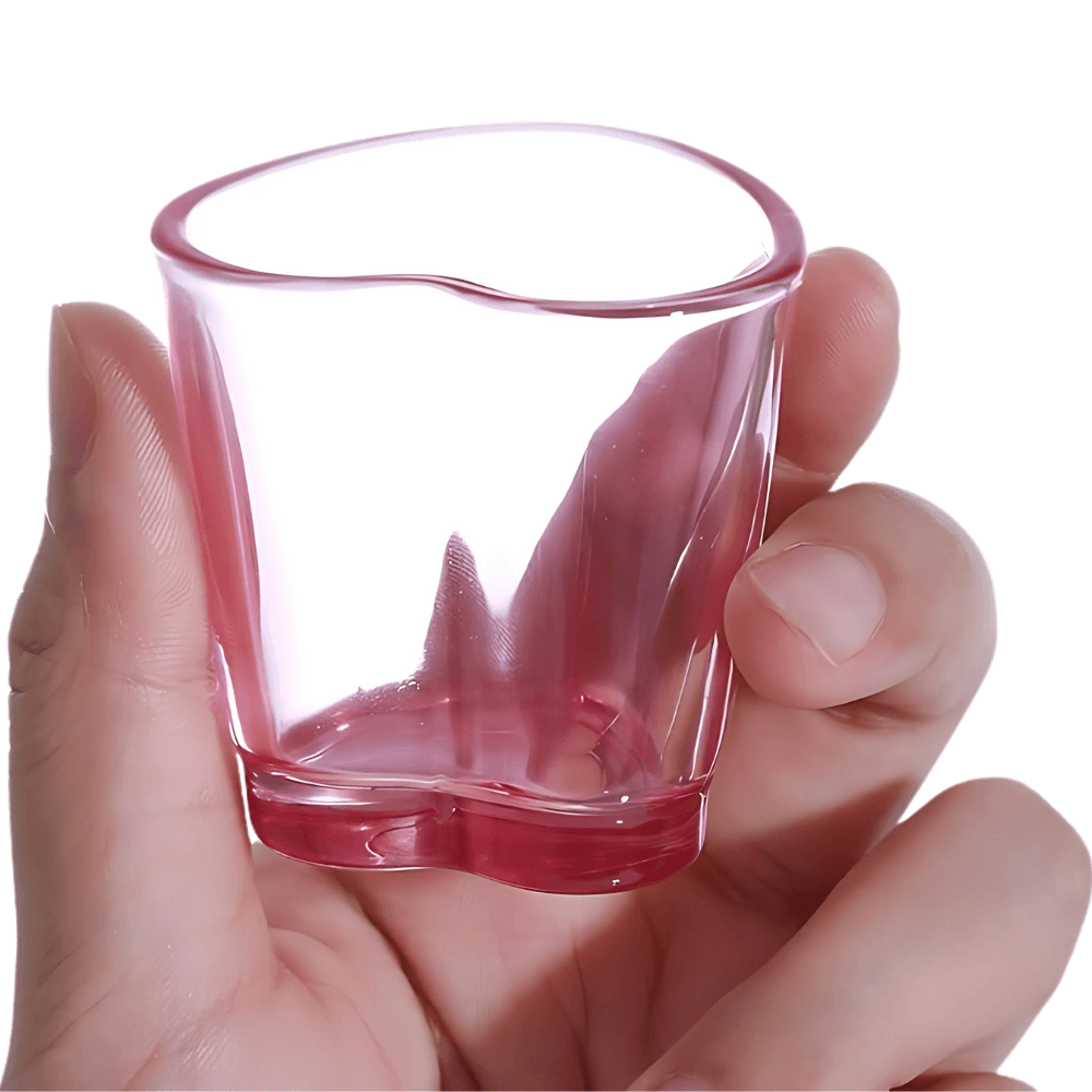 Transparent Shot Glasses Set - Elegant Heart-Shaped Design-Mineral Mug