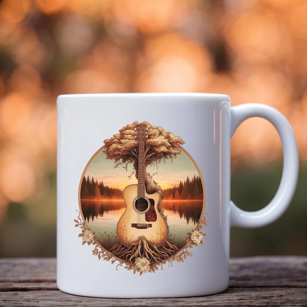 Acoustic Guitar Tree By The Lake Guitarist Gifts Guitar Player Boyfriend Husband Dad Brother Guitar Lover