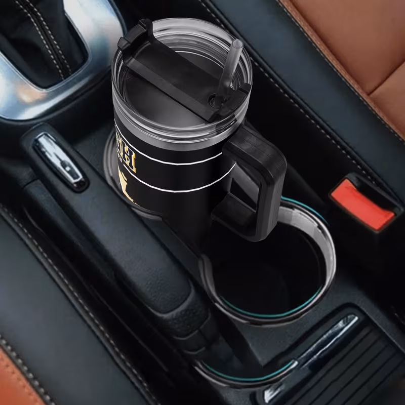 customizable pittsburgh football 40oz vacuum insulated cup with lid and straw personalized name car cup hand wash only reusable travel coffee cup water bottle car office home for fans 3
