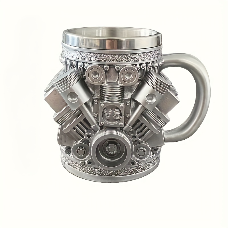 Handmade Stainless Steel V8 Engine Cup  15oz Durable Car Enthusiast Accessory