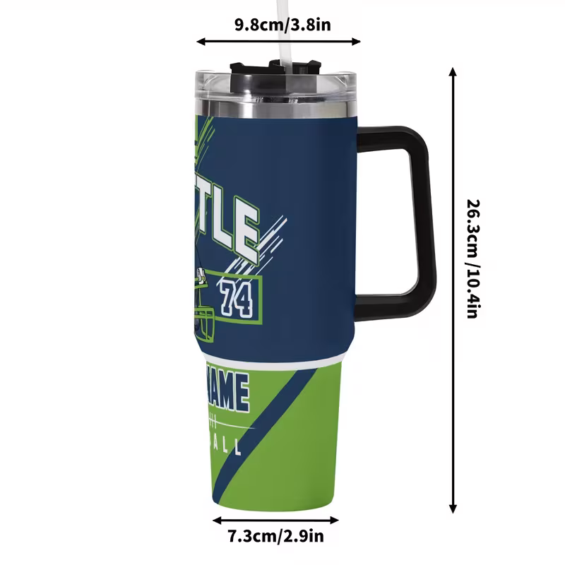 custom 1pc seattle football 40oz vacuum insulated cup personalized name with lid and straw suitable for cold drinks travel valentines day easter ramadan mothers day fathers day gifts for sports fans 5