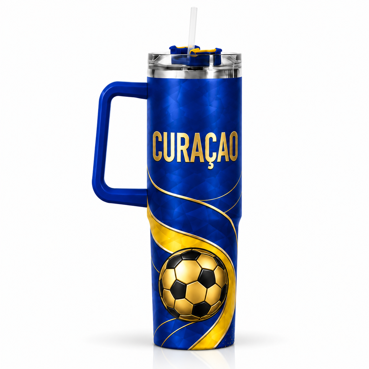FIFA 2026 Curaçao Football Sports All Over Printed 40oz Tumbler With Straw And Lid