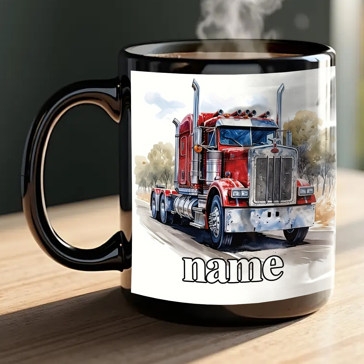 1pc Customizable Truck Mug Personalized Name Logo Heavy Duty 11oz Ceramic Coffee Cup