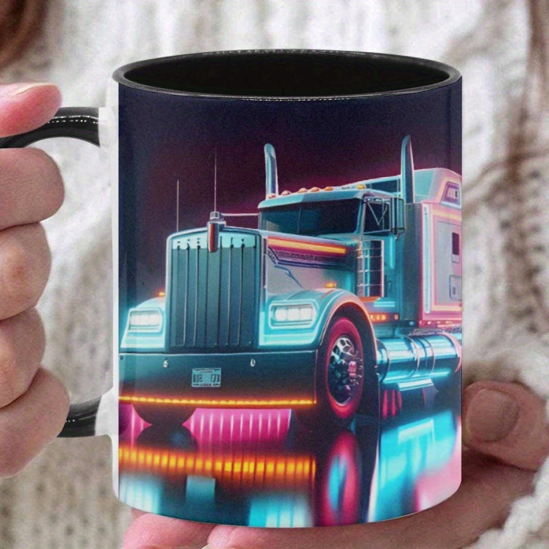 Mug With Vibrant Neon Design Perfect Gift For Couples Drivers And Truck Enthusiasts