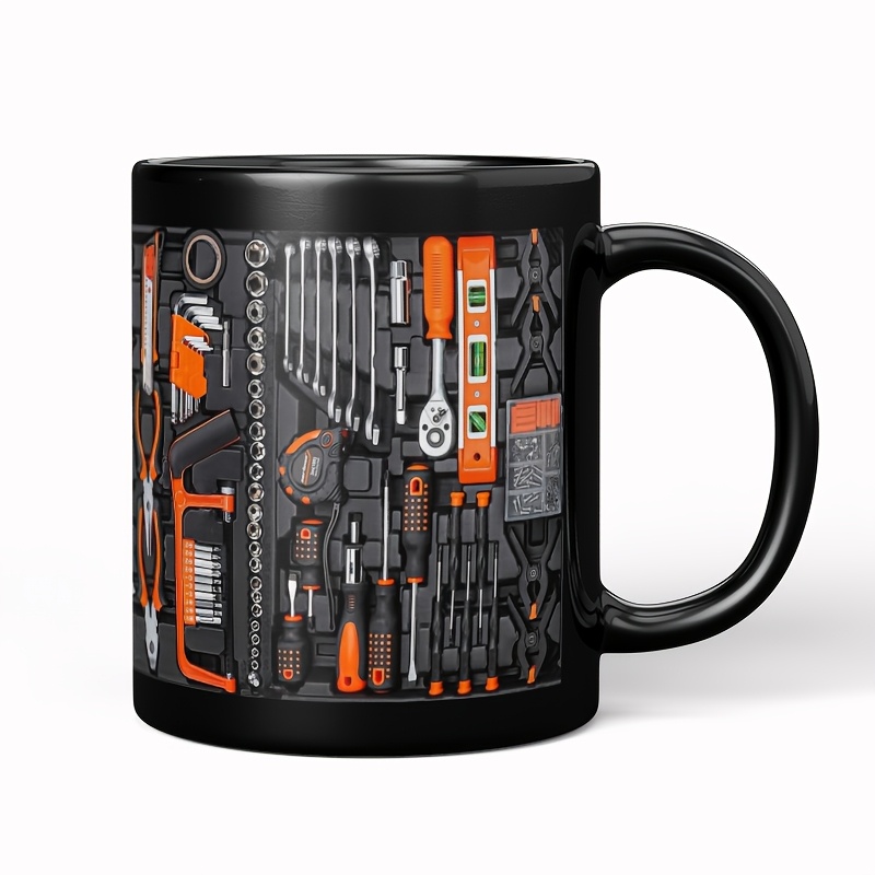 11oz Industrial Themed Ceramic Mug Compatible For Toolbox