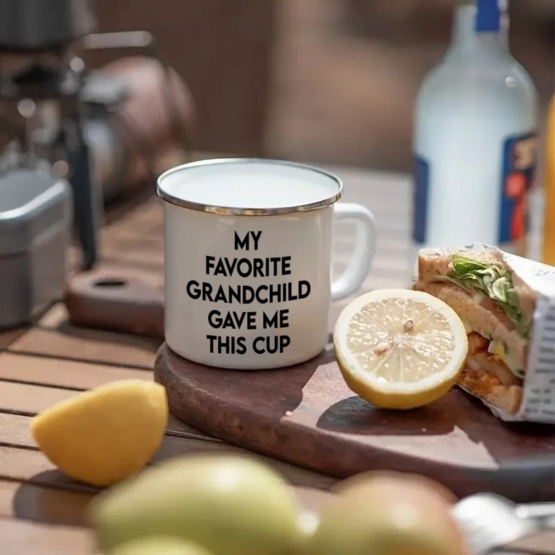 Metal Coffee Cup - Unique Gift for Grandpa from Grandchild - Ideal for Camping, Outdoor, Father'S Day, Birthday - No Electricity Needed, Featherless