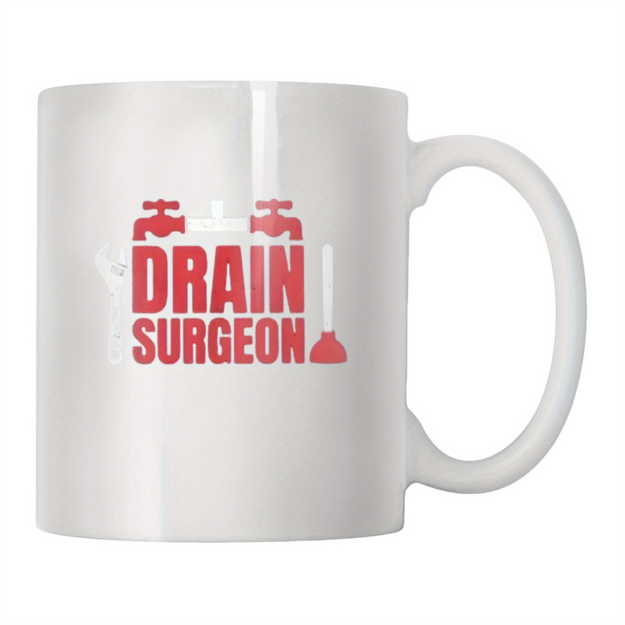11oz Funny Plumber Art Coffee Mug Double Sided Drain Surgeon