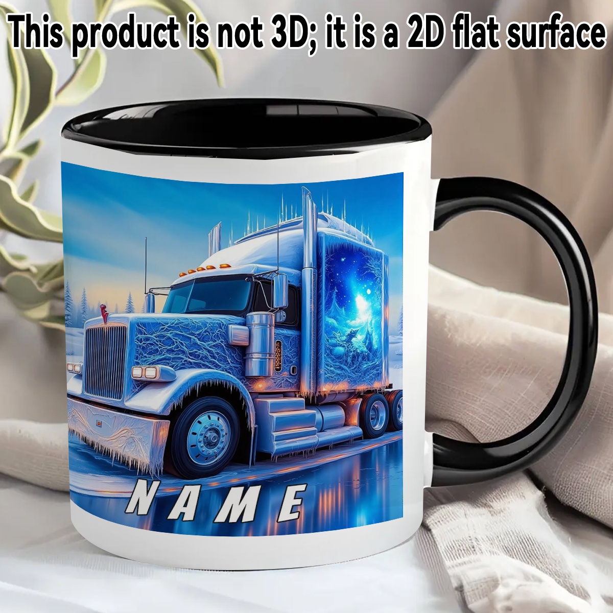 1pc Customizable Name Ice Sculpture Truck Pattern Durable White Ceramic Mug
