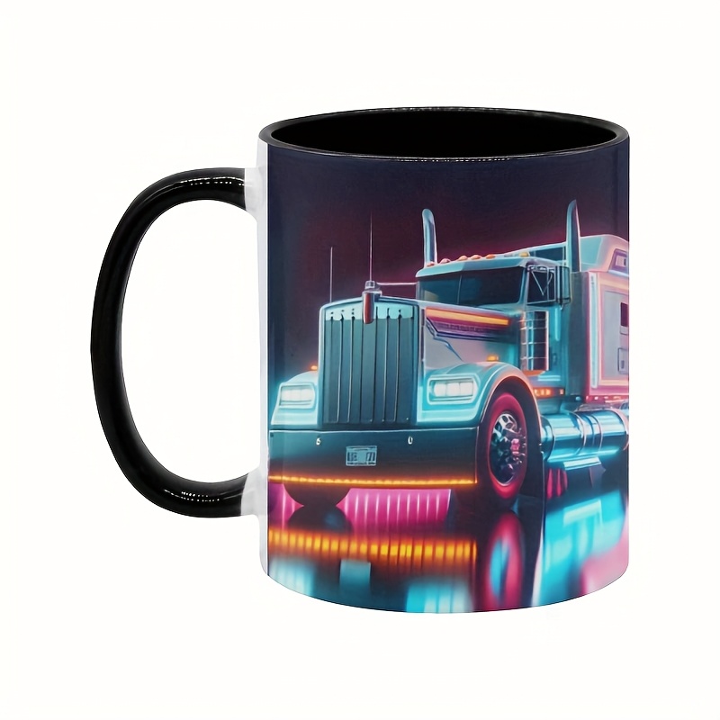 Mug With Vibrant Neon Design Perfect Gift For Couples Drivers And Truck Enthusiasts