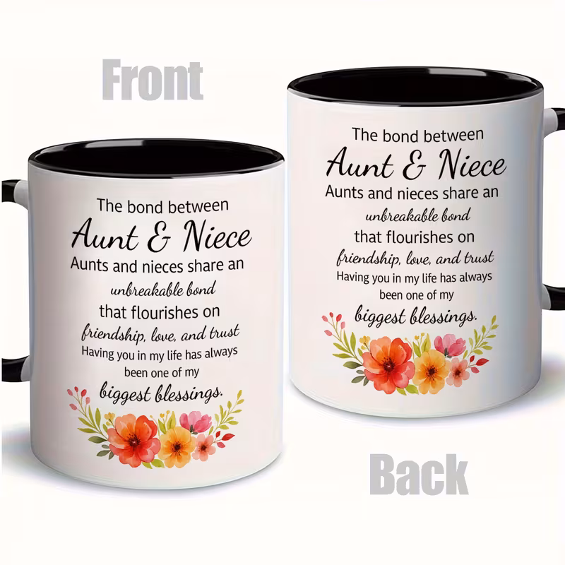 1pc aunt niece bonding gift mug the between aunt niece message floral cup with aunt niece relationship quote birthday christmas present for aunt and niece elegant coffee cup for tea hot beverages strong ideal for aunt niece celebrations present message durable drinkware ceramics daily motivation spiritual encouragement coffee bar accessories 6