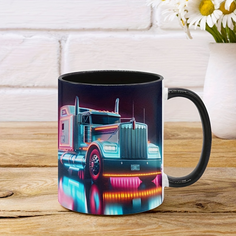 Mug With Vibrant Neon Design Perfect Gift For Couples Drivers And Truck Enthusiasts