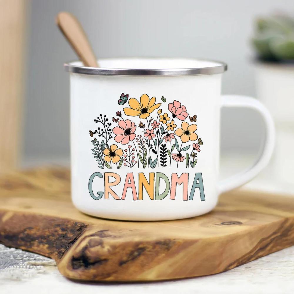 Grandma, Funny Coffee Mug - Grandma Wildflower, Water Tumbler for Travel 