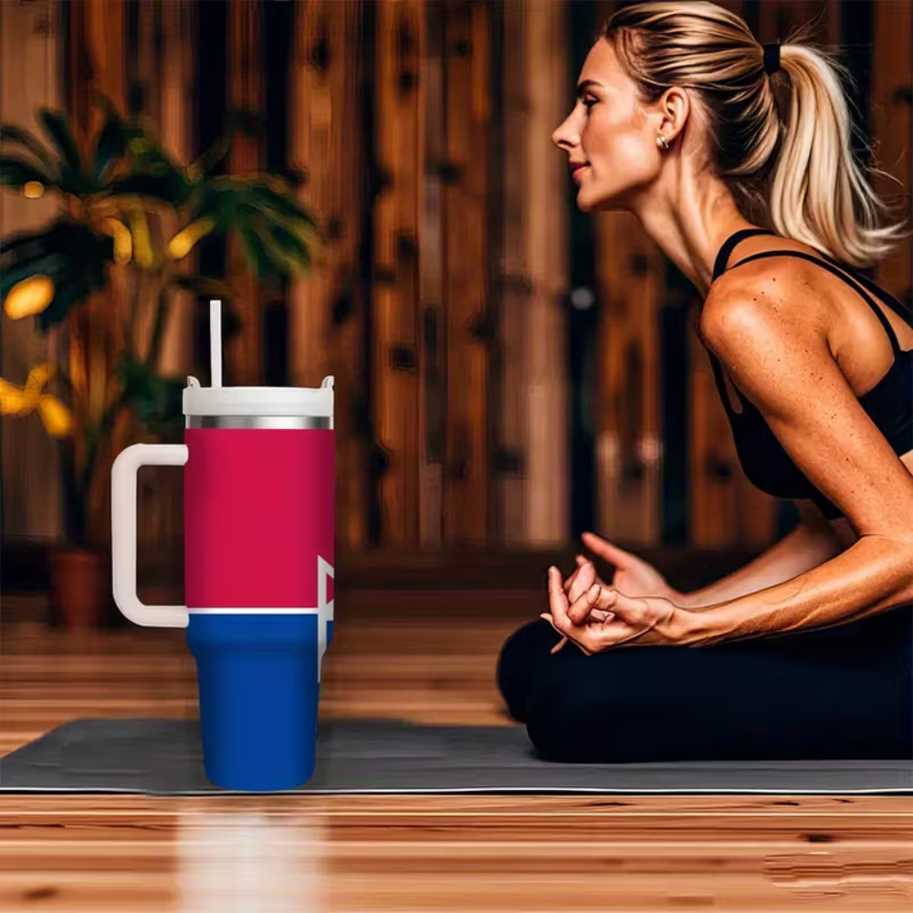 Buffalo Sports 40oz Stainless Steel Tumbler with Spill-Proof Lid & Reusable Straw 