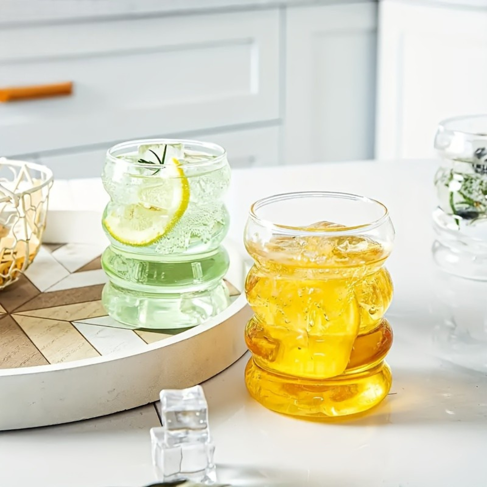 Borosilicate Glass Cups Set With Straws