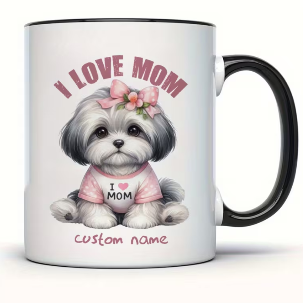 1 Piece 11Oz Personalized Ceramic Mug Shih Tzu I Love Mom Cup