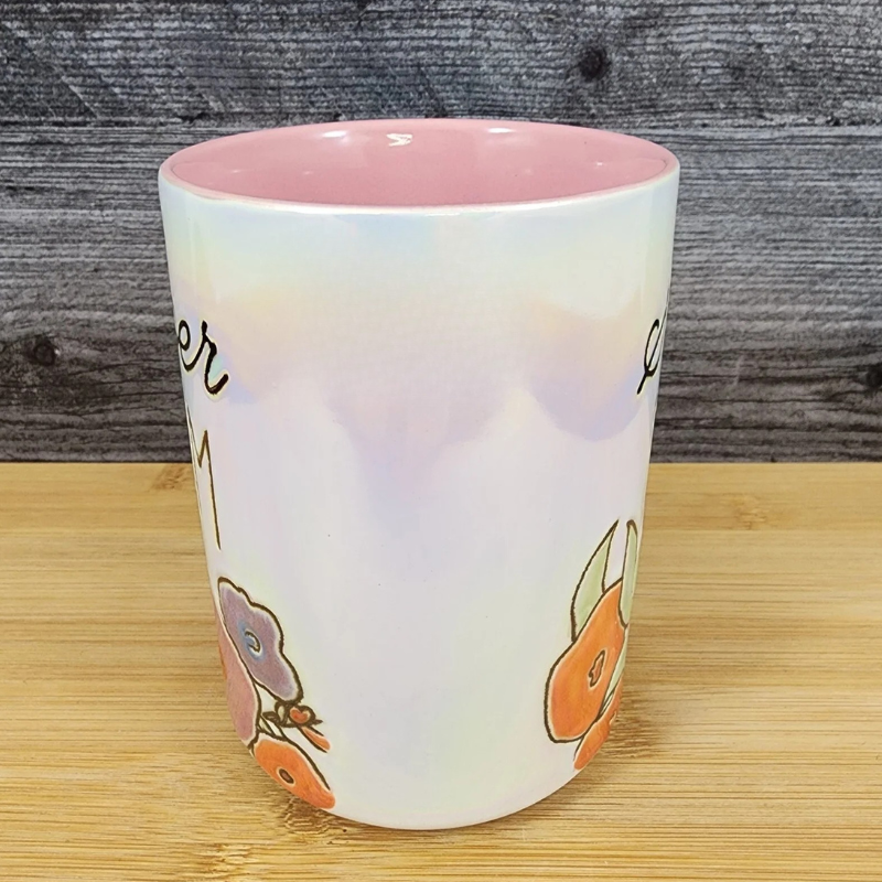 18oz Ceramic Mug With Embossed Floral Design For Mom