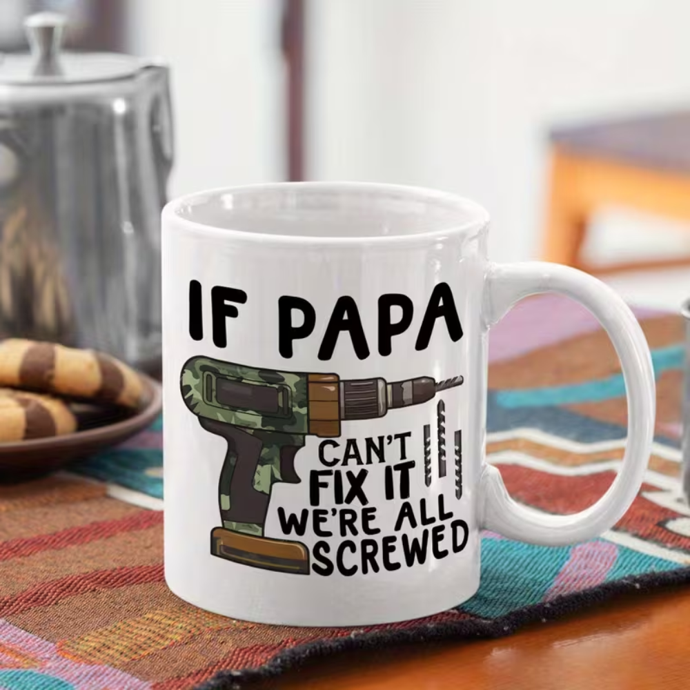 11 oz Ceramic Funny Dad Coffee Mug Papa Fix It Quote Drinkware 1pc