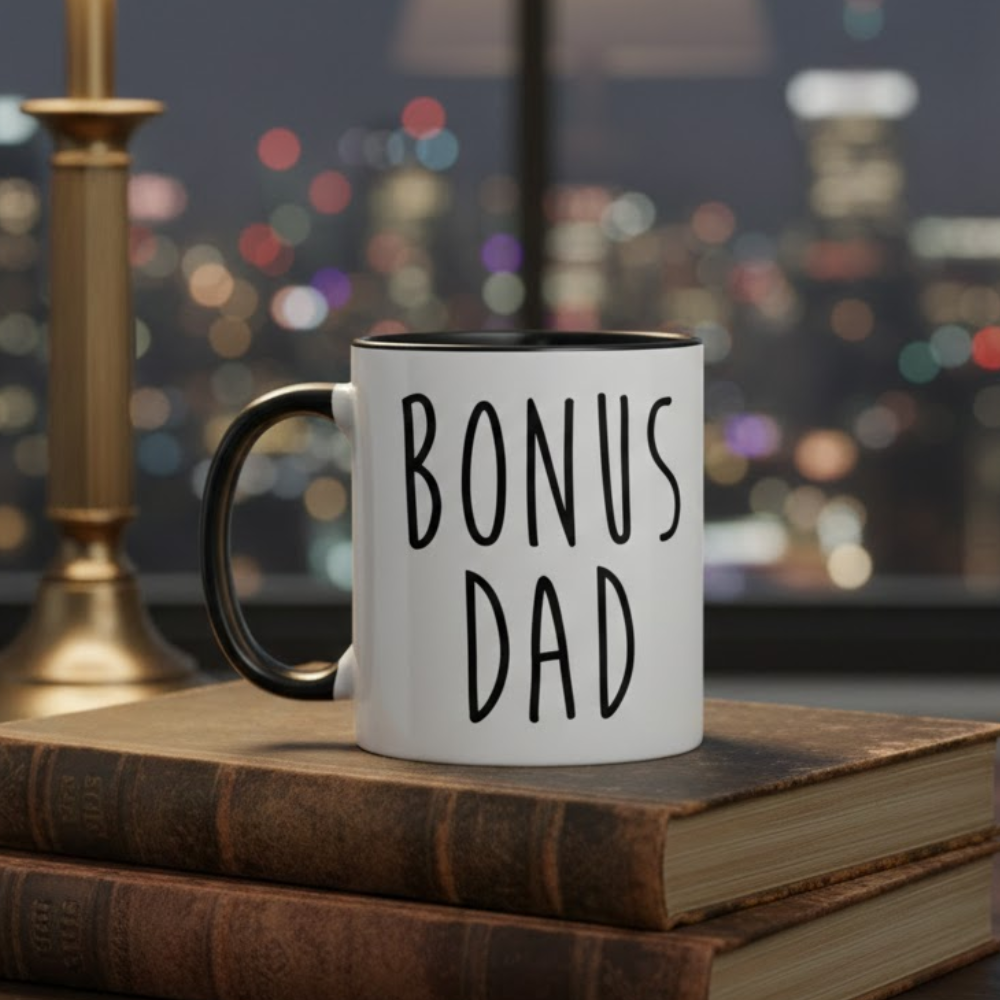 11 oz Ceramic Bonus Dad Graphic Coffee Mug Funny Stepdad Drinkware 1pc