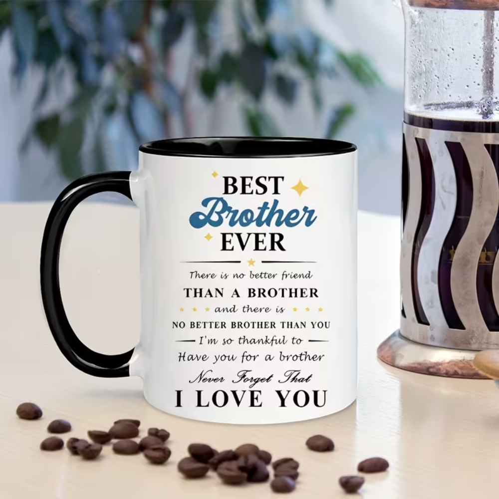 CozyCup Ceramic Coffee Mug - "Best Brother Ever" Insulated Cup - Reusable, Hand Wash Only - Ideal Gift for Siblings Birthday Gifts, Holiday Gifts, Easter Gifts