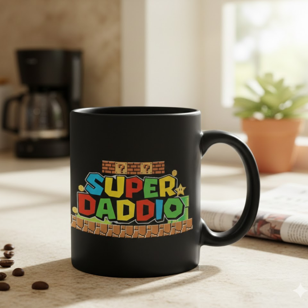 Ceramic Super Daddio Funny Coffee Mug for Dad Novelty Drinkware