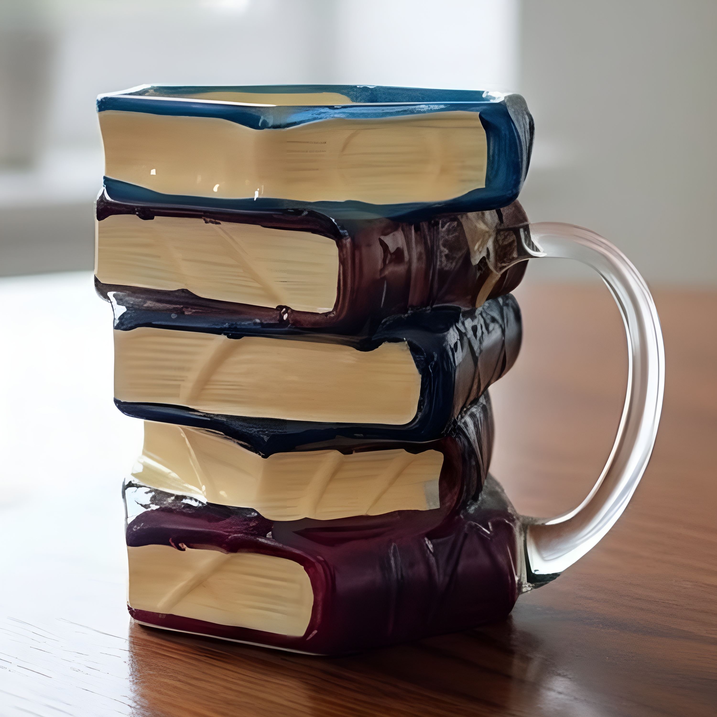 3D Painted Stack Book Glass Design Coffee Mug For Readers