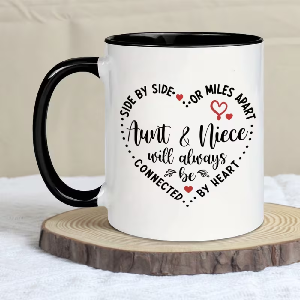 Ceramic Aunt and Niece Heart Quote Travel Coffee Mug Drinkware 1pc
