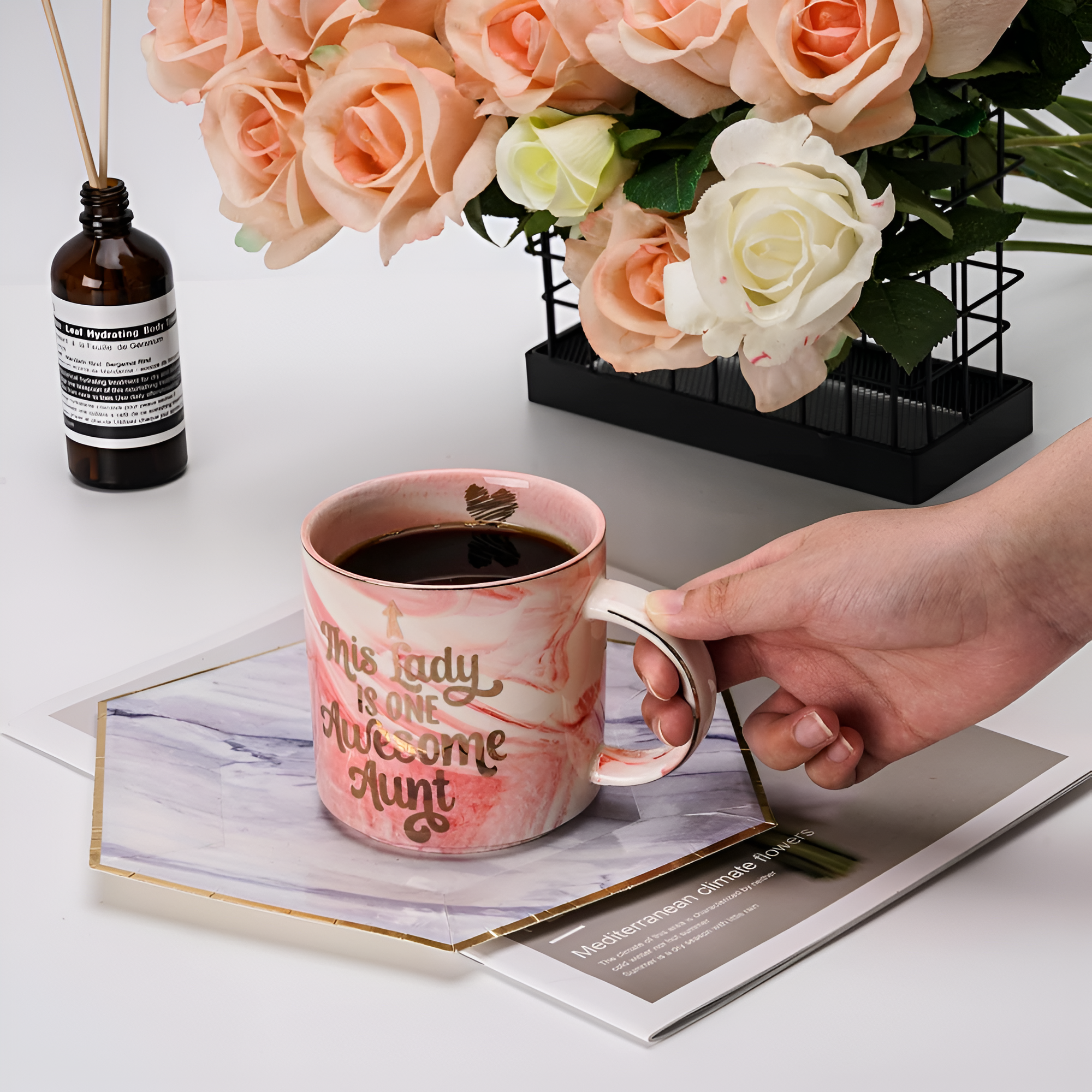 Ceramic Coffee Mug With Marble Design For Aunt 