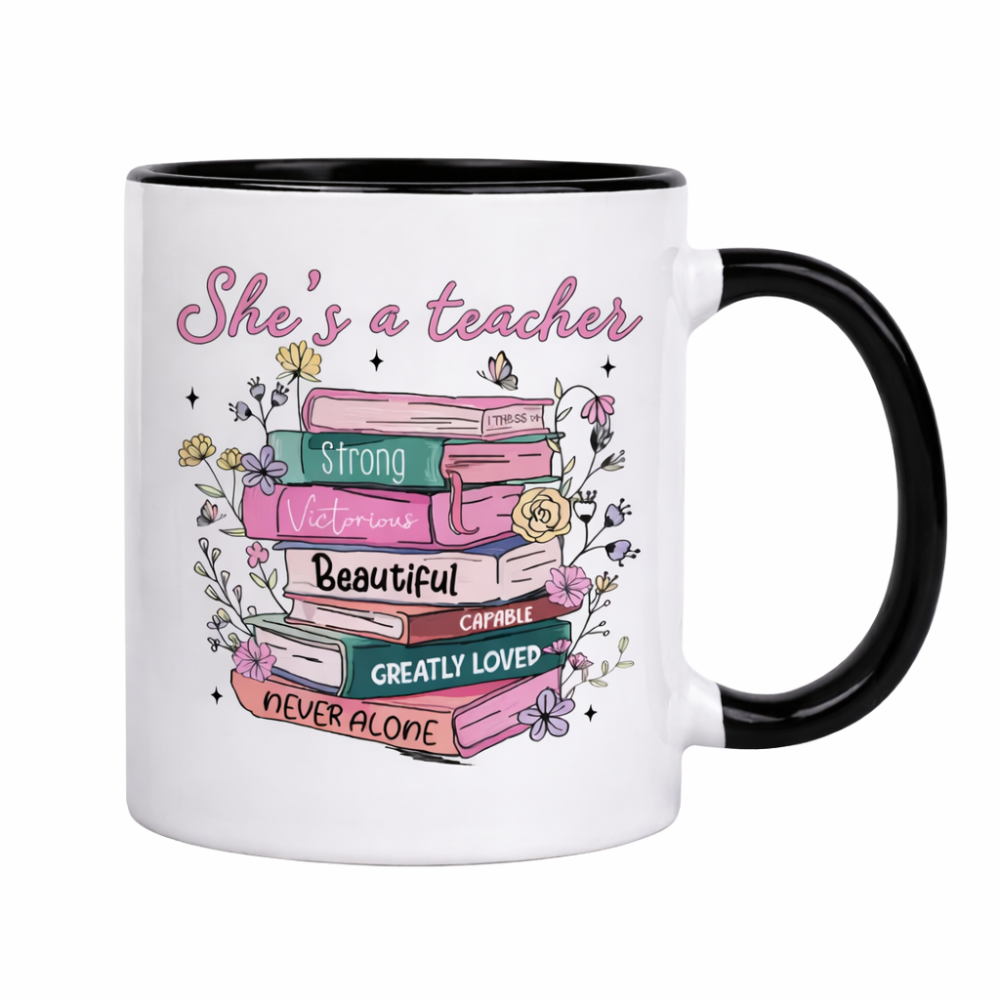 1pc Inspirational Teacher Appreciation Mug - "She'S a Teacher, Strong, Beautiful, Greatly Loved, Never Alone" Quote 