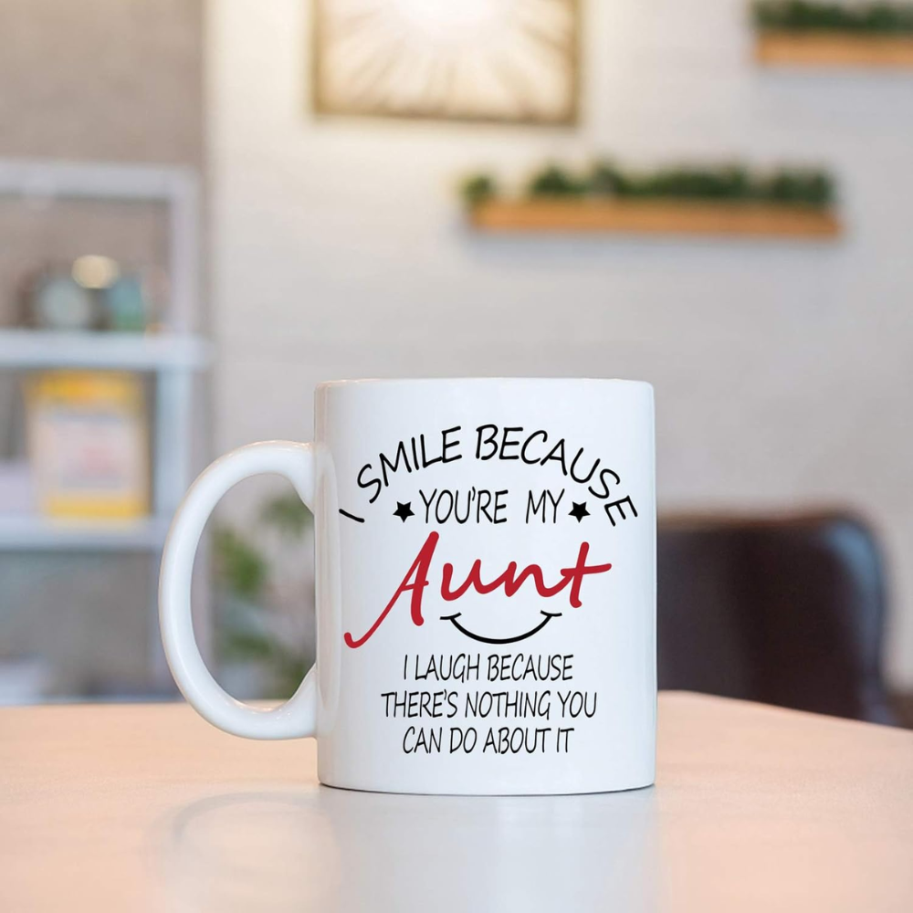 11 oz Ceramic I Smile Because Youre My Aunt Coffee Mug Drinkware