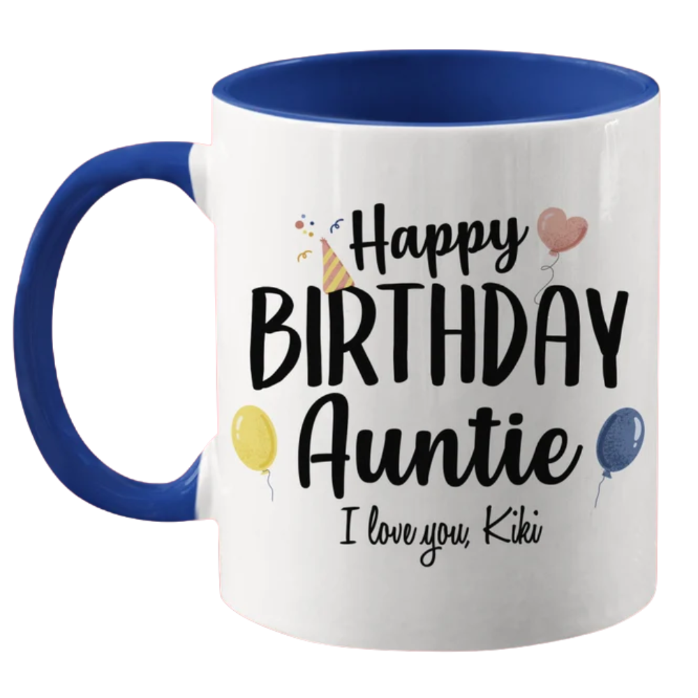 Personalized Aunt Birthday Mug, Gift From Niece/Nephew, 11oz Coffee Cup