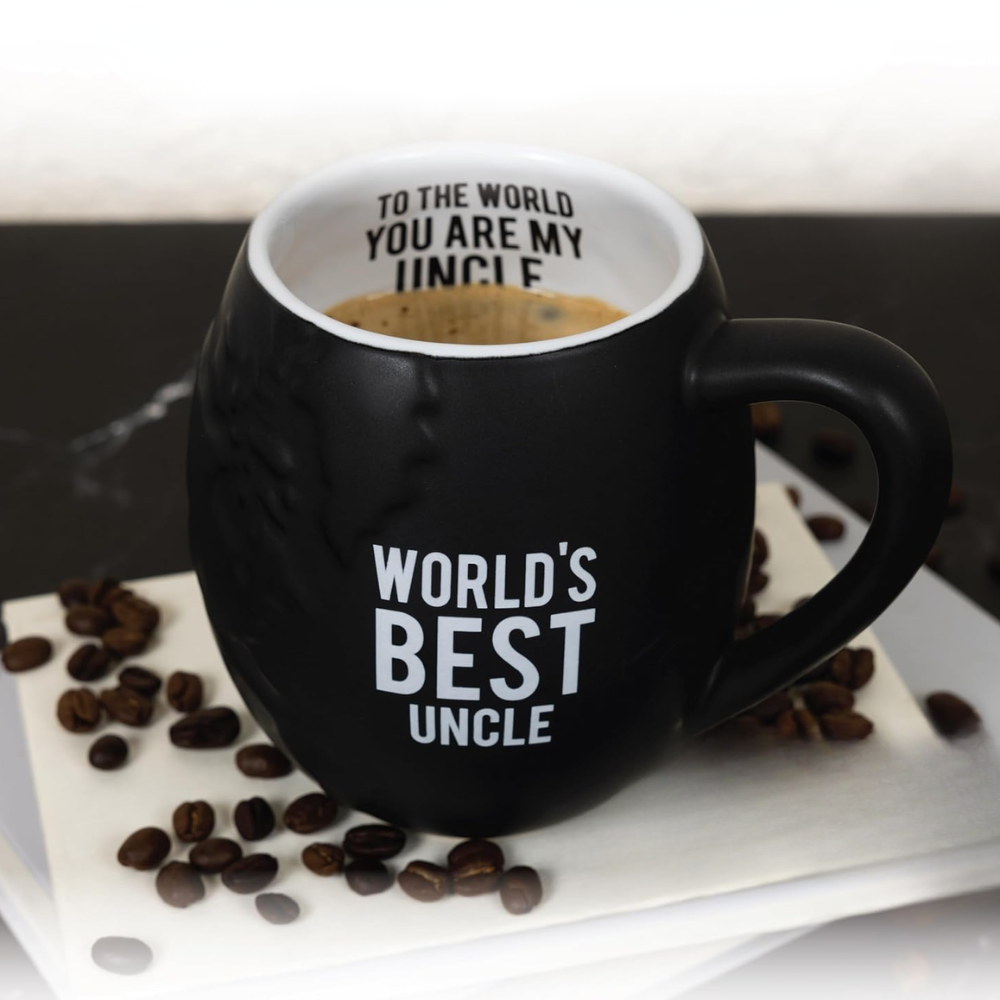 20 oz Ceramic Worlds Best Uncle Globe Shaped Coffee Mug Novelty Drinkware